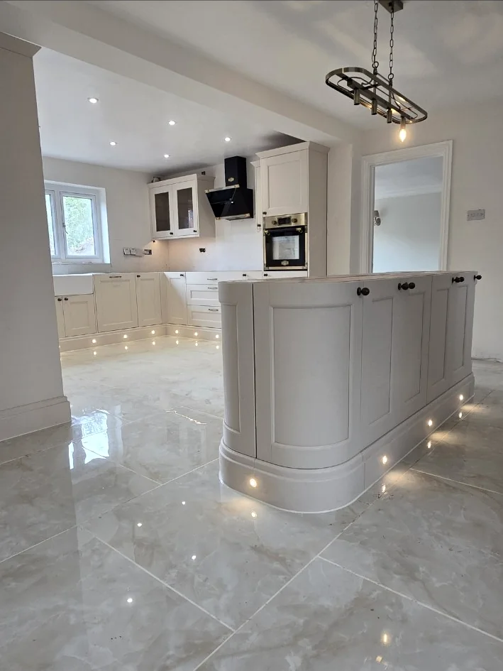 Kitchen island and cabinetry installation completed by SM Installations